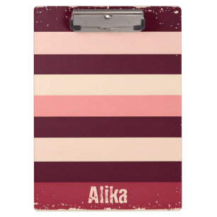 Burgundy and Pink Grunge Stripes Clipboard