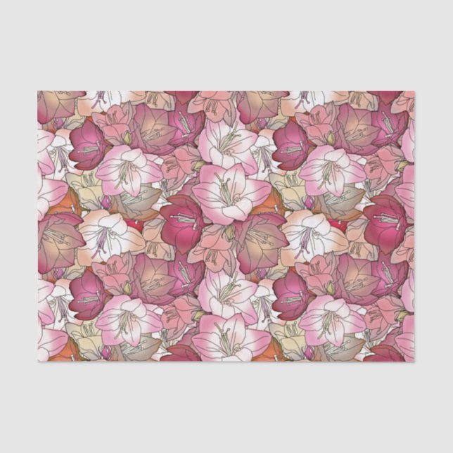 Burgundy and Pink Hibiscus Tissue Paper (Front)