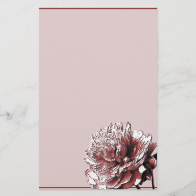 Burgundy and Pink Peony Stationery (Front)