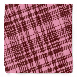 Burgundy and Pink Plaid Tartan Design Bandana