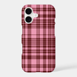 Burgundy and Pink Plaid Tartan Design iPhone 17 Case