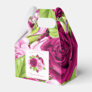 Burgundy and Pink Roses Favor Boxes