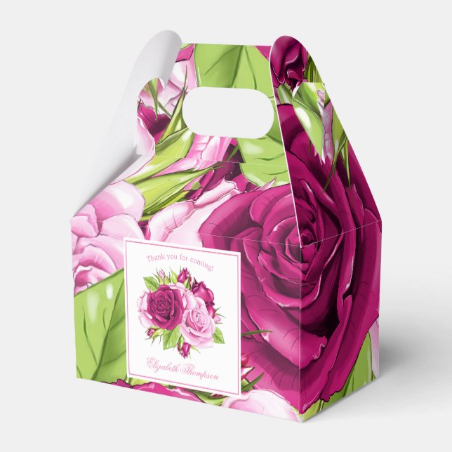 Burgundy and Pink Roses Favor Boxes (Back Side)