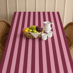Burgundy And Pink Stripe Pattern Bold Cherry Red Tablecloth