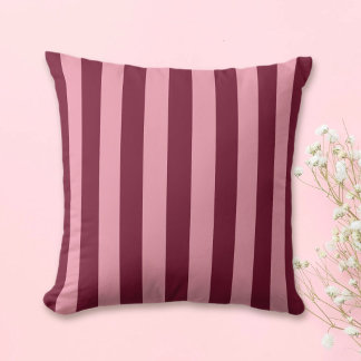 Burgundy And Pink Stripe Pattern Bold Cherry Red Throw Pillow