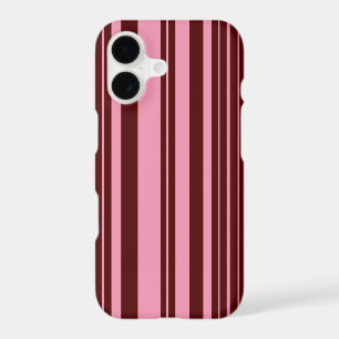 Burgundy and Pink Stripes Pattern Design iPhone 17 Case