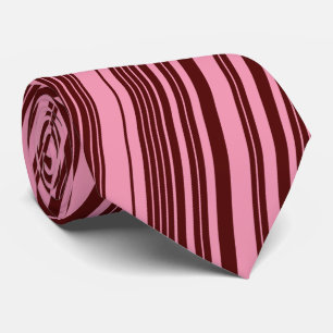 Burgundy and Pink Stripes Pattern Design Neck Tie