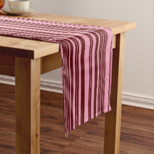 Burgundy and Pink Stripes Pattern Design Short Table Runner