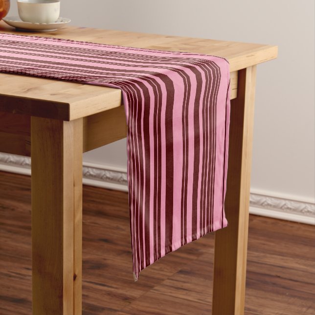 Burgundy and Pink Stripes Pattern Design  Short Table Runner (In Situ)