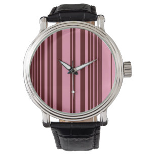 Burgundy and Pink Stripes Pattern Design  Watch