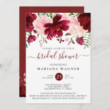Burgundy and Pink Watercolor Floral Bridal Shower