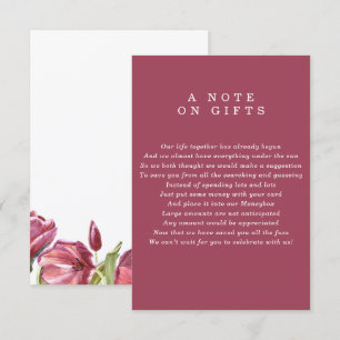 Burgundy and Poppies A note on gifts Wedding Invitation