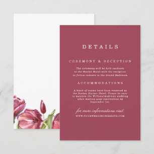 Burgundy and Poppies Floral Wedding Details Invitation