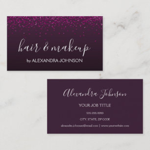 Burgundy and Purple Hearts Confetti Salon Business Card