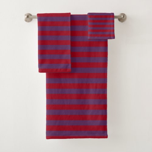Burgundy and Purple Stripes Bath Towel Set