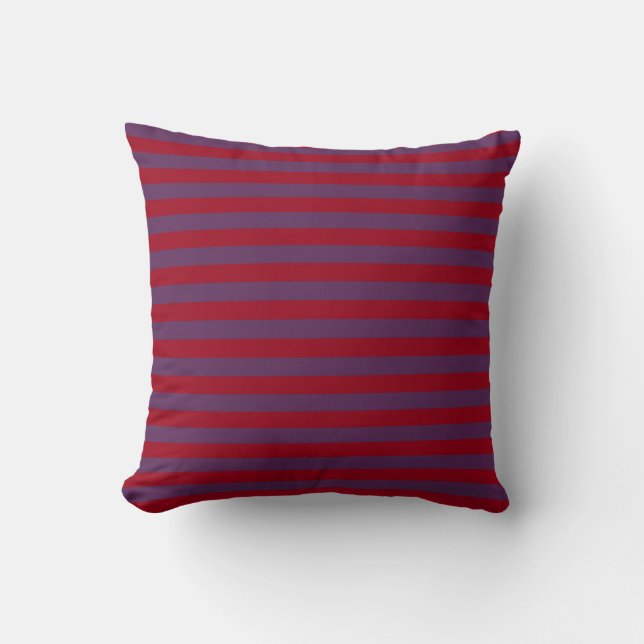 Burgundy and Purple Stripes Throw Pillow (Front)