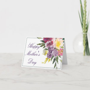Burgundy and purple watercolor floral Mother's Day Card