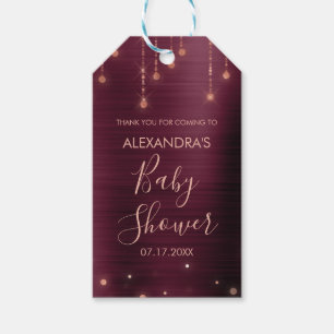 Burgundy and Rose Gold Baby Shower Gift Tags