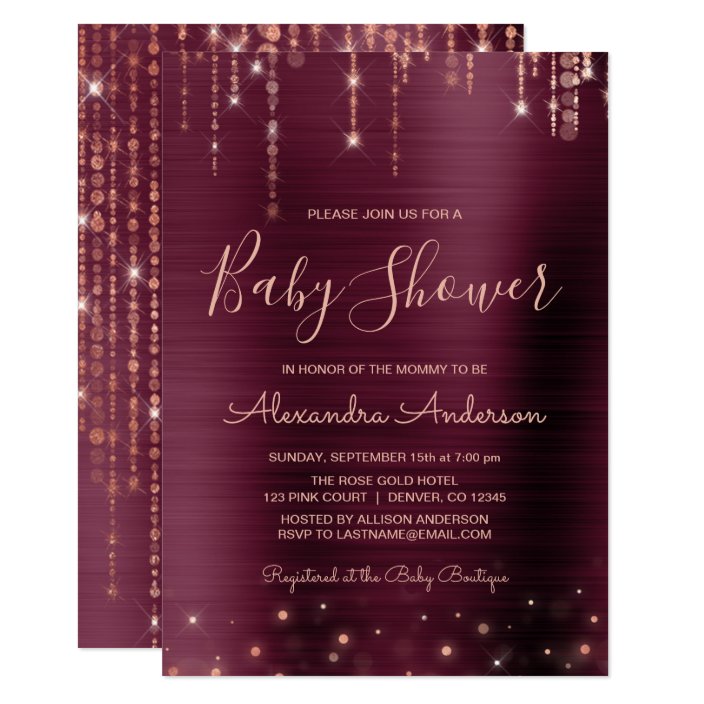 burgundy baby shower invitations
