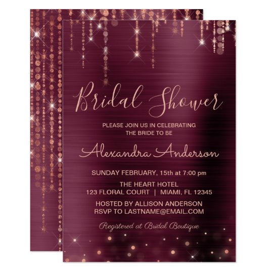 Burgundy and Rose Gold Bridal Shower Invitation