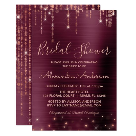 Burgundy and Rose Gold Bridal Shower Invitation