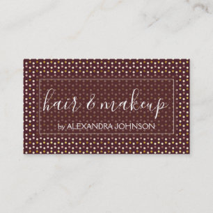 Burgundy and Rose Gold Hair and Makeup Business Card