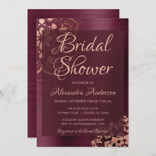 Burgundy and Rose Gold Mandala Bridal Shower Invitation