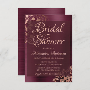 Burgundy and Rose Gold Mandala Bridal Shower Invitation