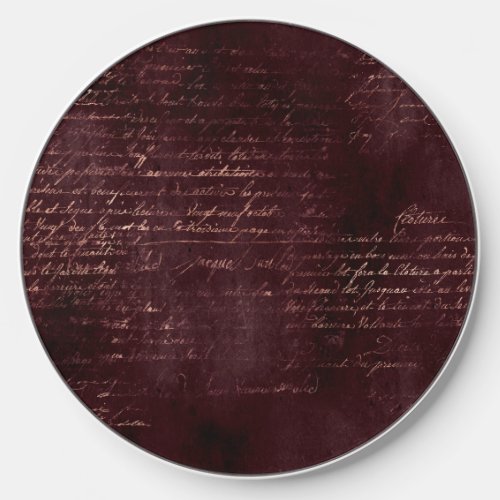 Burgundy and Rose Gold Vintage Calligraphy Wireless Charger