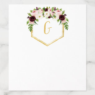 Burgundy and Roses Gold Monogram Envelope Liner