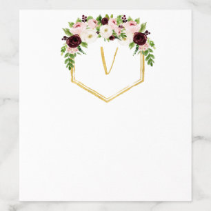Burgundy and Roses Gold Monogram Envelope Liner