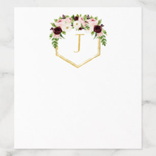 Burgundy and Roses Gold Monogram Envelope Liner