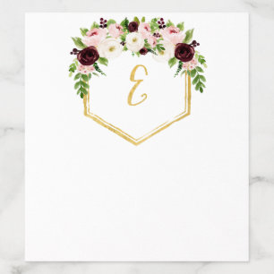 Burgundy and Roses Gold Monogram Envelope Liner