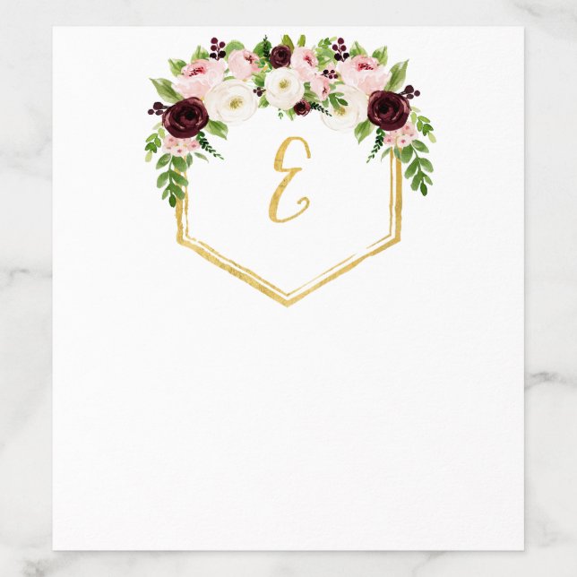 Burgundy and Roses Gold Monogram Envelope Liner (Design)