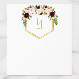 Burgundy and Roses Gold Monogram Envelope Liner