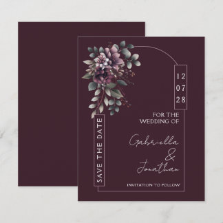 Burgundy and Sage Arch Save the Date | Invitation