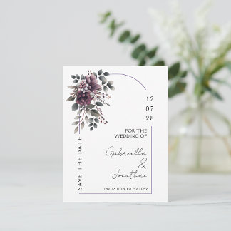 Burgundy and Sage Arch Save the Date | Invitation