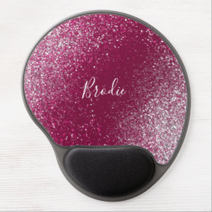 Burgundy and Silver Glitter Gel Mouse Pad