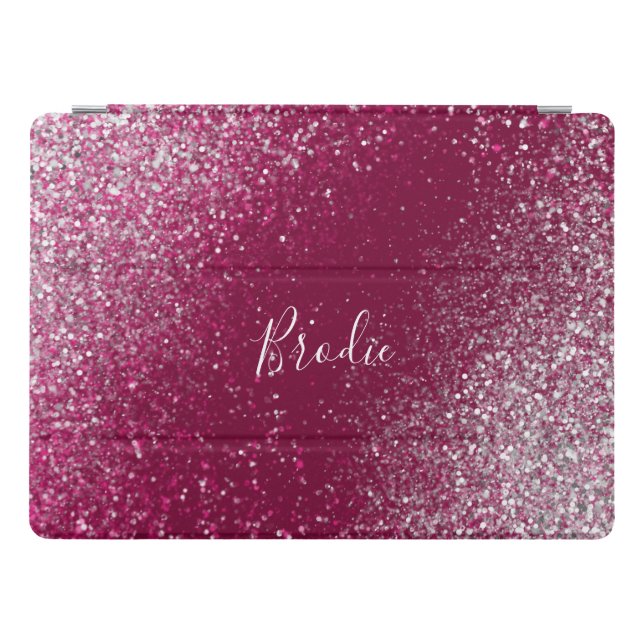 Burgundy and Silver Glitter iPad Pro Cover (Horizontal)