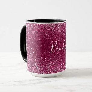 Burgundy and Silver Glitter Mug