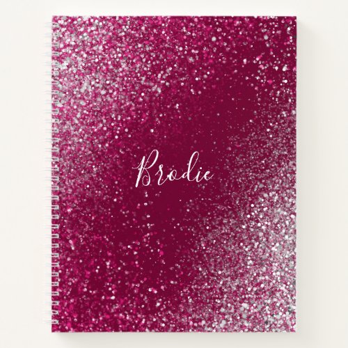 Burgundy and Silver Glitter Notebook