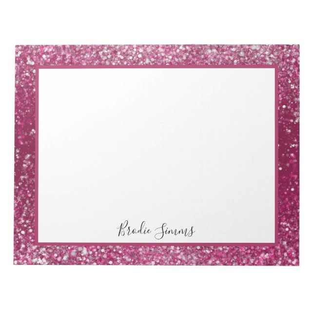 Burgundy and Silver Glitter Notepad (Front)