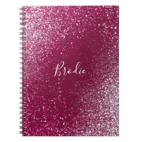 Burgundy and Silver Glitter Photo Notebook