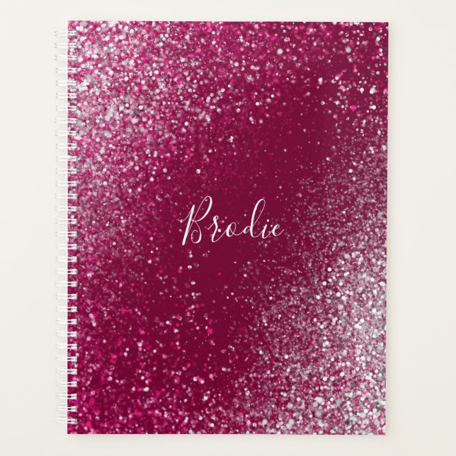 Burgundy and Silver Glitter Planner (Front)