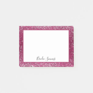 Burgundy and Silver Glitter Post-it Notes