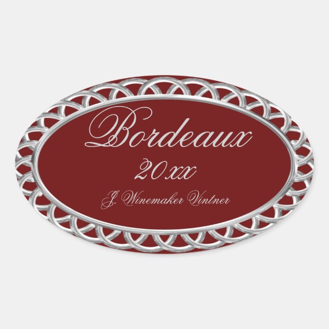 Burgundy and Silver Homemade Wine Label (Front)