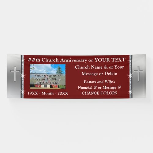 Burgundy and Silver Personalized Church Banners