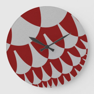 Burgundy and Silver Scales Large Clock