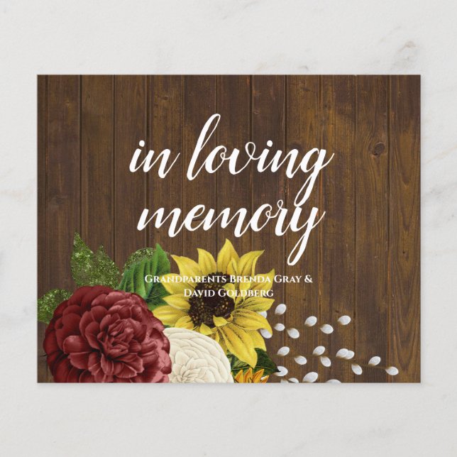 Burgundy and Sunflowers Themed Wedding Budget (Front)