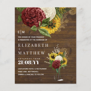 Burgundy and Sunflowers Themed Wedding Budget